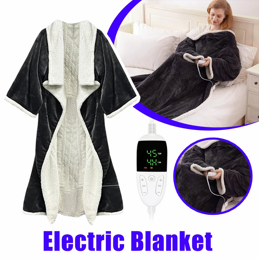 Electric Blankets TV Blankets Wearable with Sleeves Flannel/Lamb Wool Blankets Dual-Use for Home/Office Electric Heating Pads